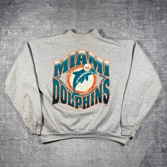 Hanes Other - Miami Dolphins Sweatshirt Mens 2XL Gray Vintage 1995 NFL Crewneck Wave Spell Out